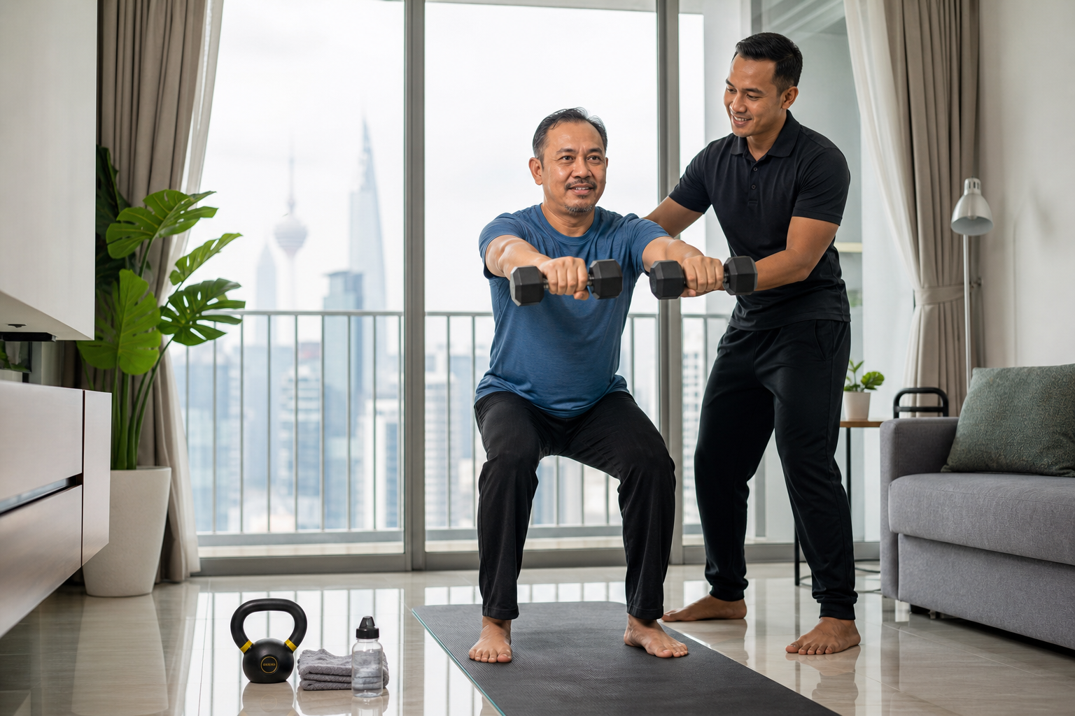Klien Melayu berlatih di apartmen Kuala Lumpur
