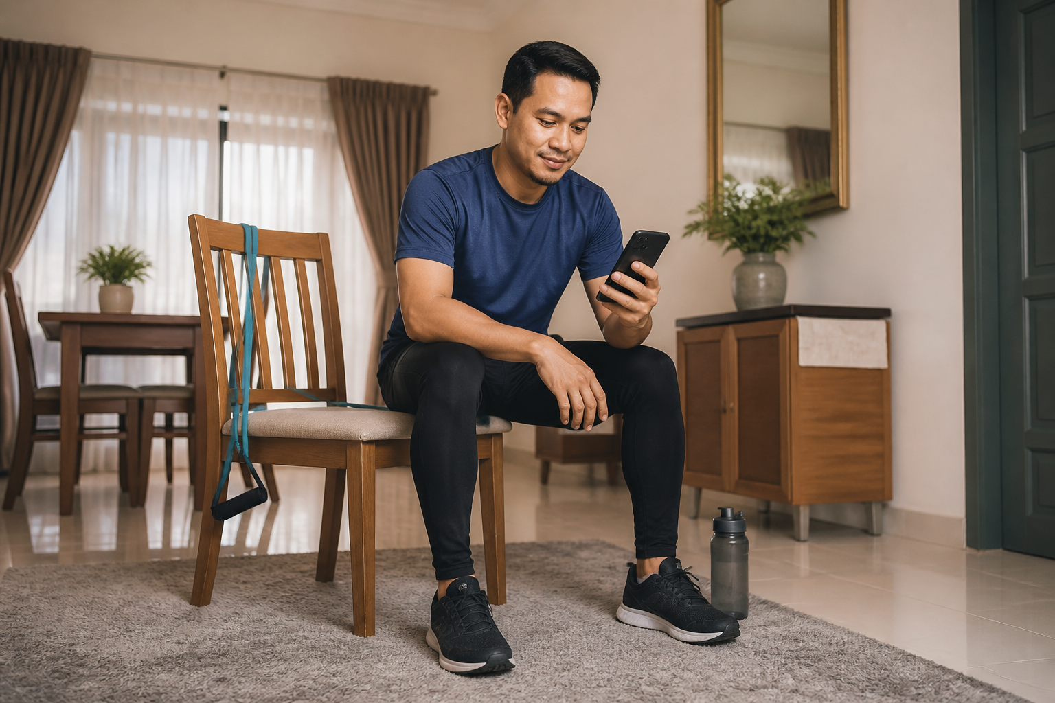 Orang dewasa Melayu menggunakan alat penilaian kecergasan pada telefon